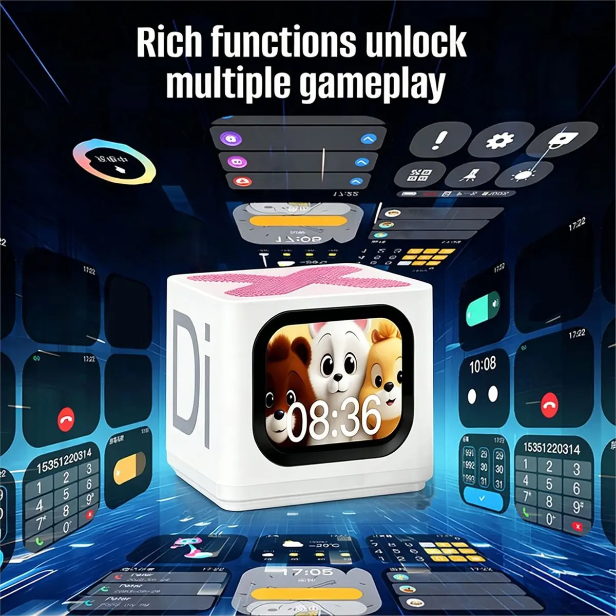 Digital Alarm Clock Portable Bluetooth Speaker Design Rechargeable Speaker for Home Car Travel