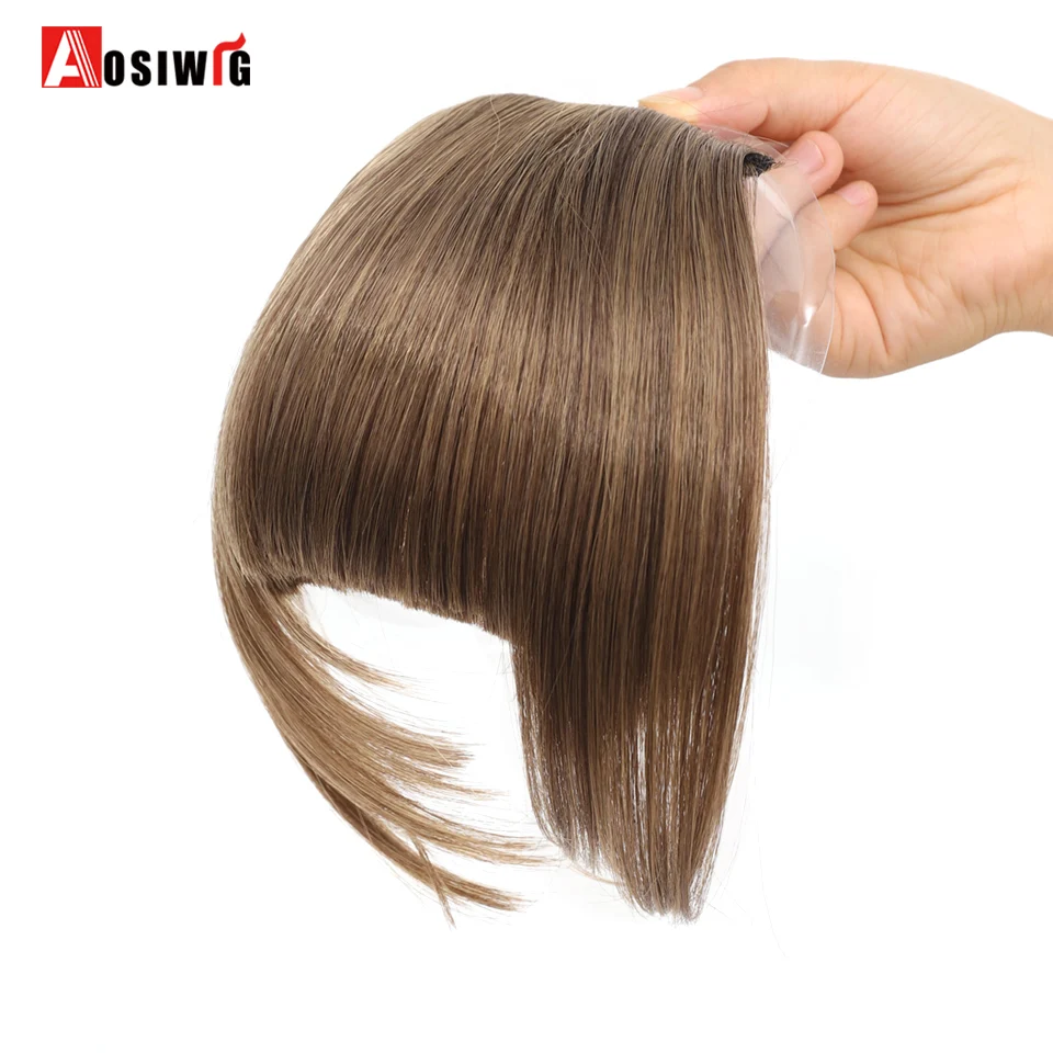 AOSI 6inch Synthetic Fake Blunt Air Bangs Clip In Hair Extensions Fake Fringe False Hairpiece For Women Clip In Bangs Fake Hair