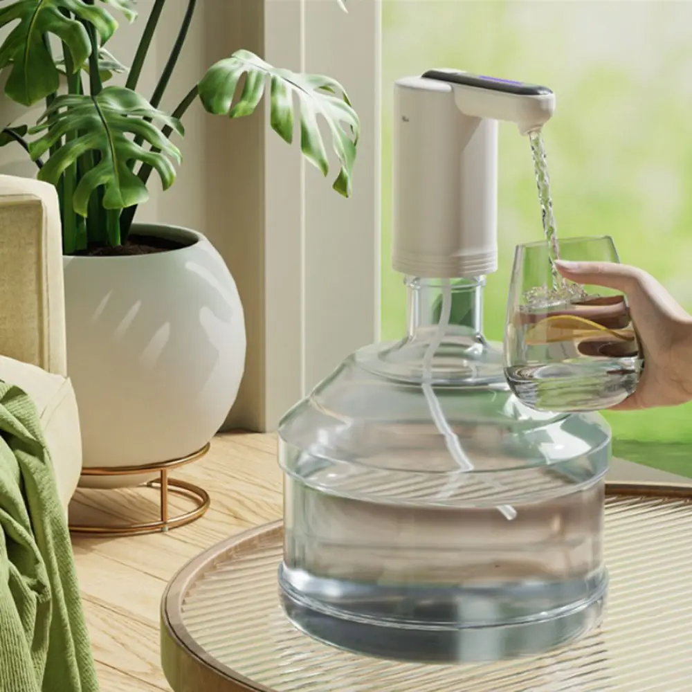 

Double Pumps Design Electric Water Bottle Pump Rechargeable Quantitative Gallon Bucket Water Dispenser Wireless LED Light