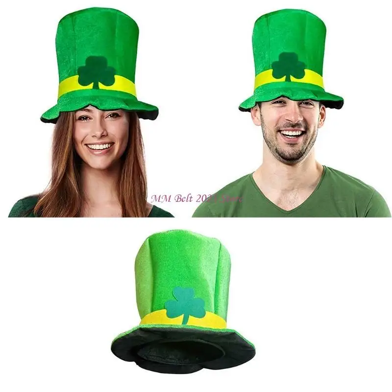 49ME سانت باتريك يوم شامروك البرسيم الأخضر المخملية أفضل قبعة الأيرلندية الجني قبعة تأثيري حلي ديكور الحفلات لصالح الرجال #5