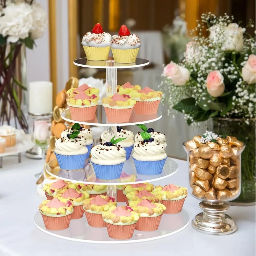 Clear Acrylic Cupcake Stand 3/4/5 Tier Detachable Design Cake Serving Rack Decorative Widely Use Dessert Display Holder