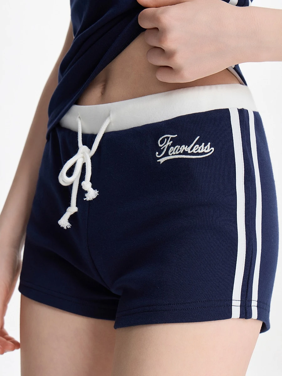 YESCCI Drawstring Waist Women Shorts 2026 Summer New Side Stripe Letter Embroidery Shorts Loose Casual Thin Sweatpants S56443764