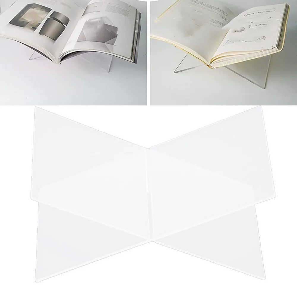 1set X-Shaped Design Acrylic Book Stand Clear Acrylic Material Portable Size Open Book Holder Desktop Reading Rack