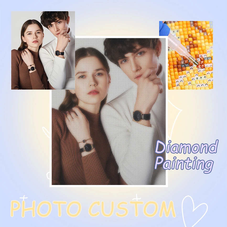 

﻿ Photo Custom Diamond Painting Embroidery Full Round Crystal Cross Stitch Diamond Mosaic Diy Gift Wall Picture DIY Wedding Gift