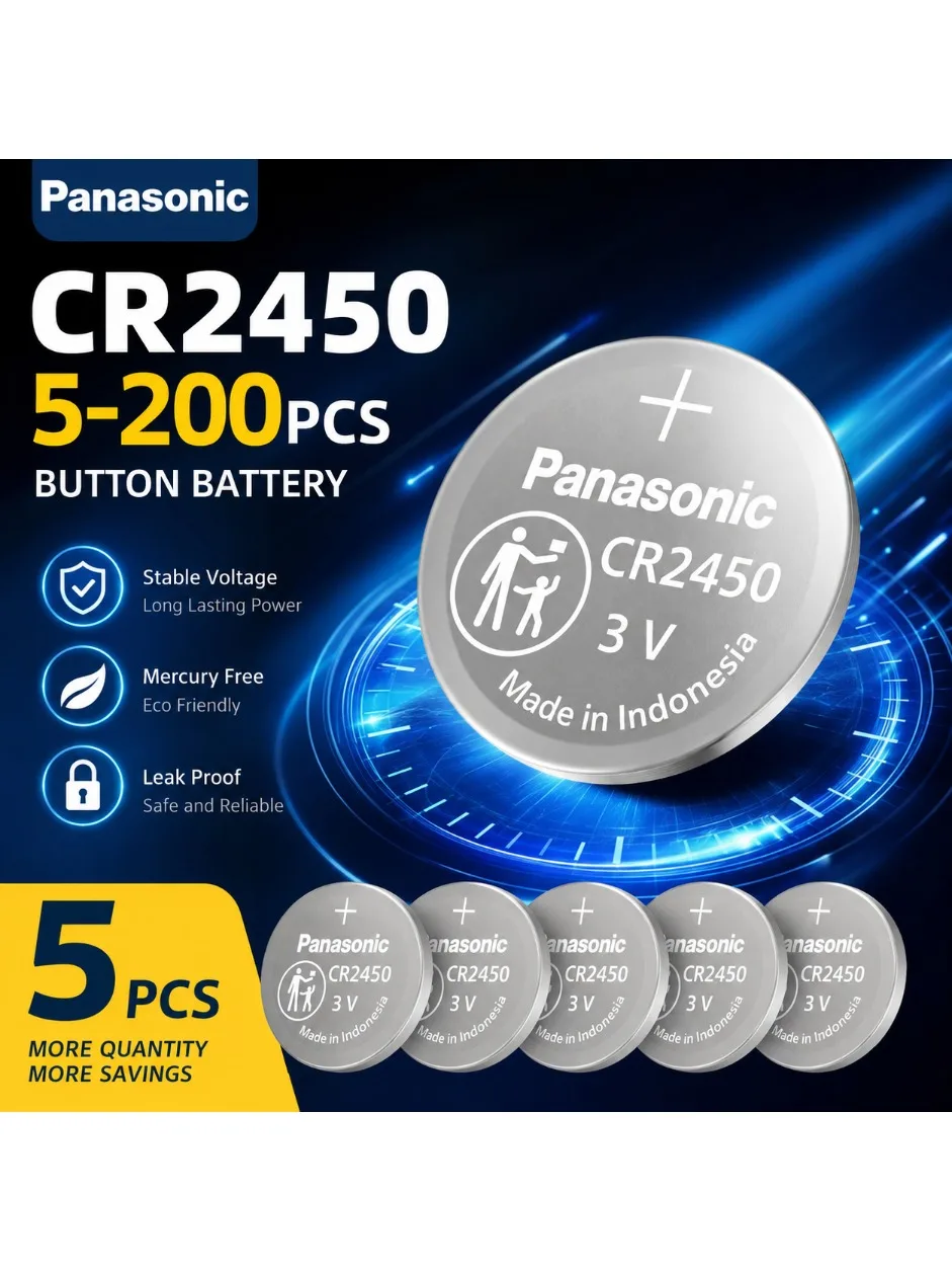 5-100 SZT. Baterie guzikowe Panasonic CR2450 do zegarków 2450 LM2450 DL2450 ECR2450 BR2450 CR 2450 3V 600mAh Litowe Baterie Monetowe — zdjęcie produktu 7