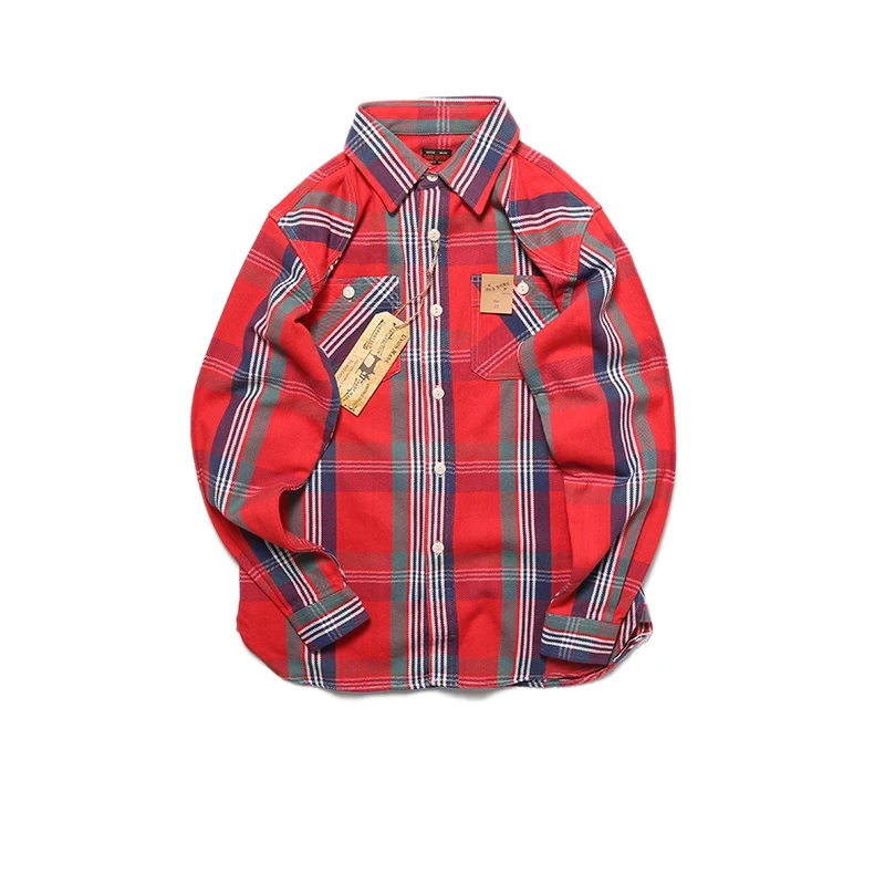 BOB DONG Plaid Flannel Shirt Slim Fit Men\'s Button Down Long Sleeve Check Shirts