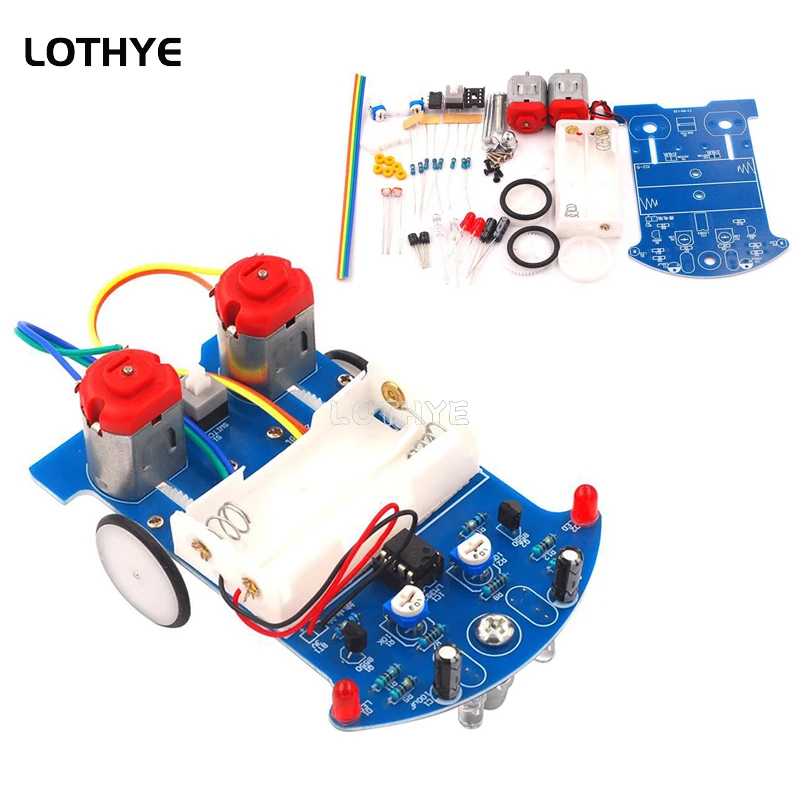 

Intelligent Tracking Line Car DIY Electronic Kit Automatic Induction Patrol Smart Robot Car Kits Experiment Teaching Toy D2-5