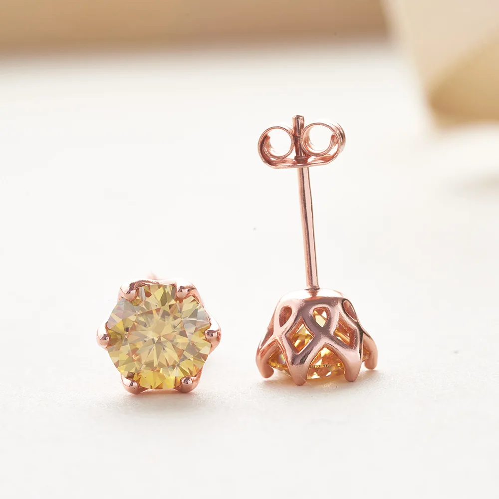 Echte 1 CT D Farbe Moissanit Ohrstecker für Frauen Top Qualität 925 Sterling Silber Funkelnder Hochzeitsschmuck – Detail 4