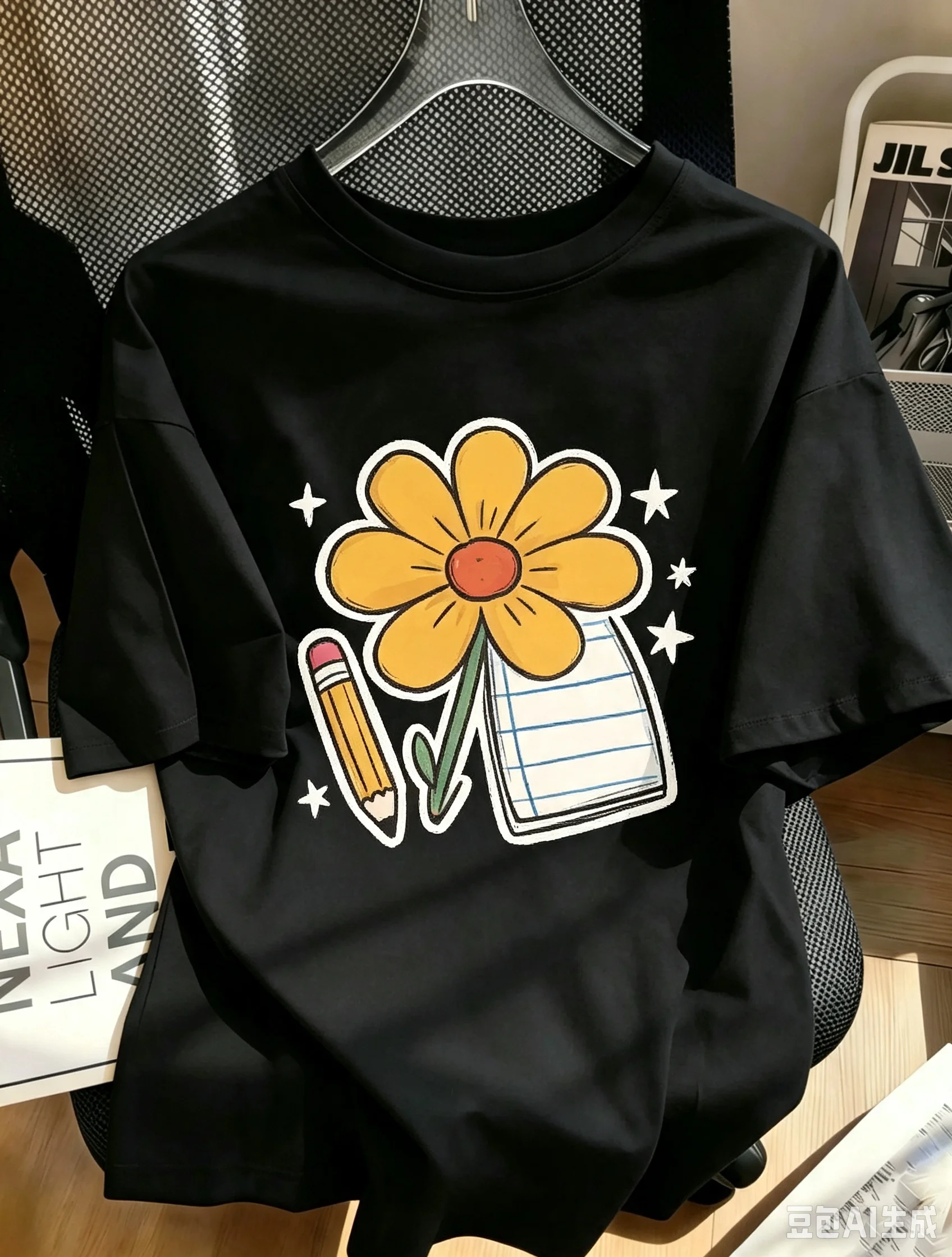 [Back To School] 1pc Tween Girl Printed Short Sleeve T-Shirt, Student Youth Apparel, Summer Gift For Tween Girl