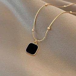 Women's Neck Chain Black Exquisite Minimalist Square Pendant Choker Geometric Necklace Collar Chain female Jewelry Party Gifts