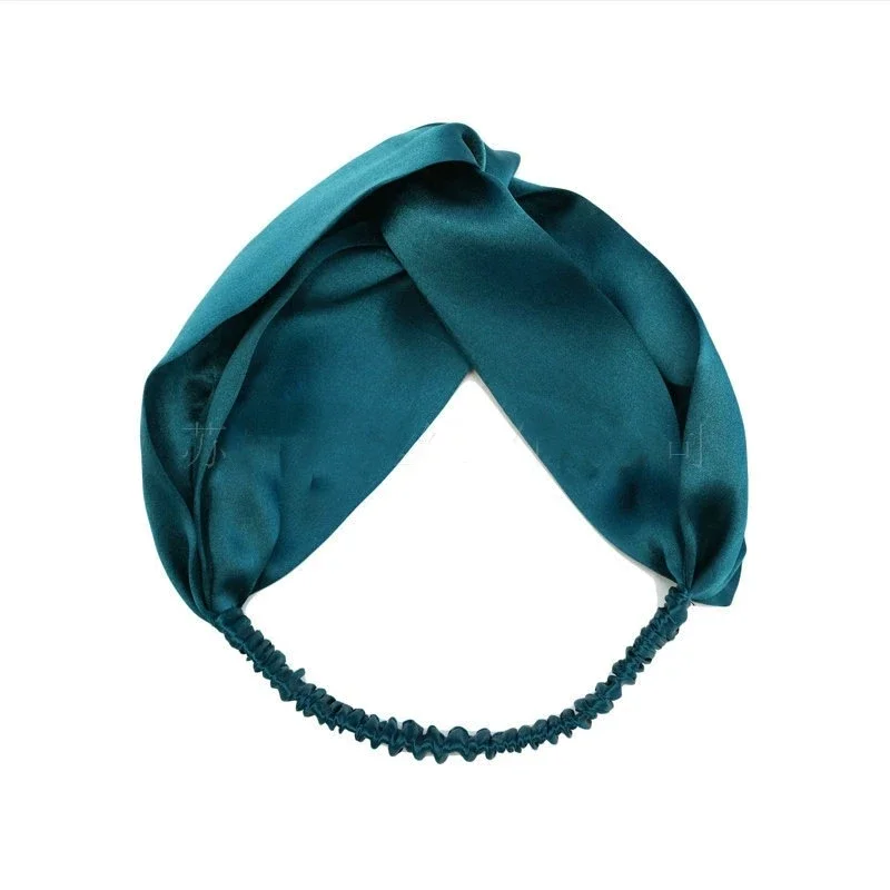 Pure Silk Twisted Turban Head Wrap 100 Mulberry Silk Designer Headbands Luxury Silk Elastic Hair Band For Women Bandana Bohimian