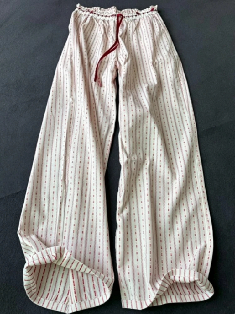 Y2K Street Trend Korean Vacation Bottom Wear Loose Straight Leg Long Casual Pants Printed Graphic Sweet Daily Summer Trousers
