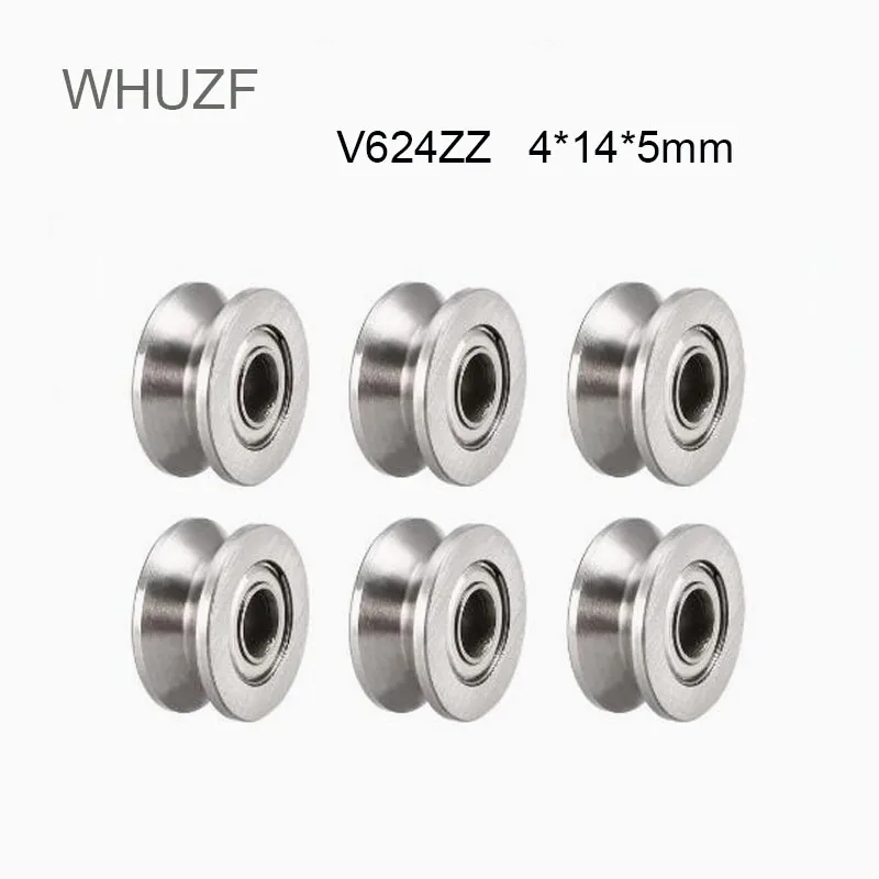 V624ZZ (20 Pcs) V Groove Sealed Ball Bearing 624VV Guide Track Roller Bearing V624 Embroidery Machine Bearing High Carbon Steel