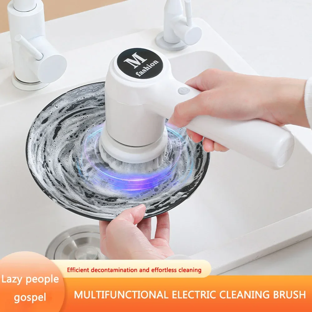 Electric Cleaning Brush USB Rechargeable Cleaner Brush Dishwashing Rotary Scrubber for Home Kitchen Cleaning Products