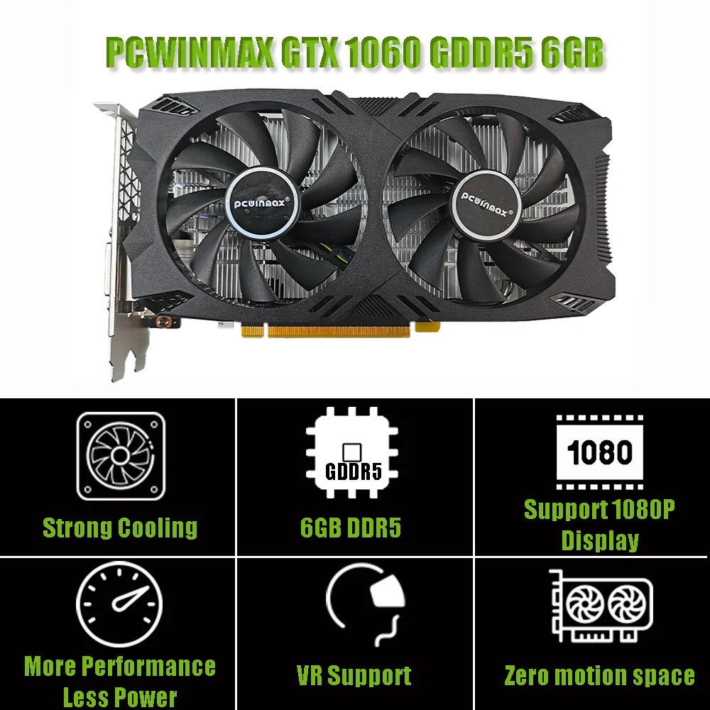 Imagem -02 - Placa Gráfica Pcwinmax Gtx 1060 6gb Ddr5 192bit Original Jogos Gpu Gtx1060 Desktop pc