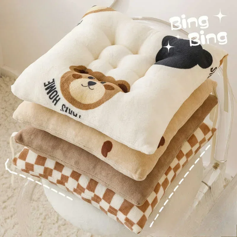 Kawaii Cartoon Seat Cushion - Ultra Soft Milk Velvet Chair Pad | Cute Extra Thick Office & Car Cushion Comfort for Long Sitting