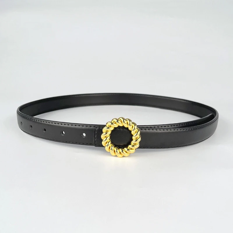 Cintura sottile in vera pelle da donna di nuovo stile, stile designer di marca di lusso, può essere abbinata a cintura di jeans formale da donna 2.3cmlarghezza