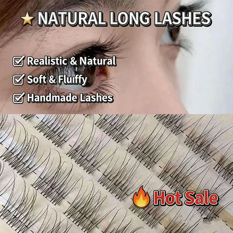 36/120 Cluster kleberfreie Fischschwanz-Kunstwimpern, selbstklebende falsche Wimpern, natürliche DIY-Fischschwanz-Wimpern für einfaches Anbringen