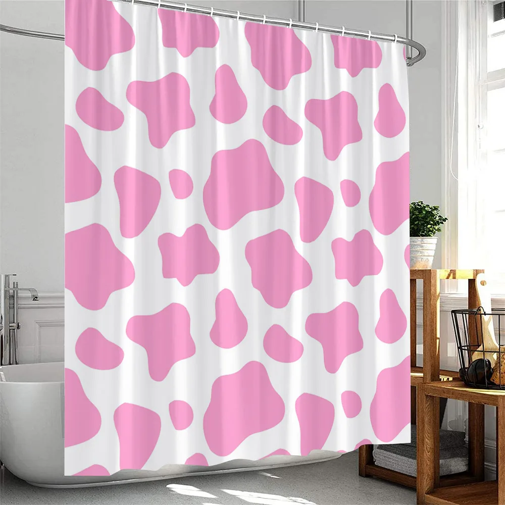 Cow Pattern Colorful Shower Curtain Black Yellow Red Pink Bathroom Decor Modern Minimalist Polyester Fabric Bathtub Curtain