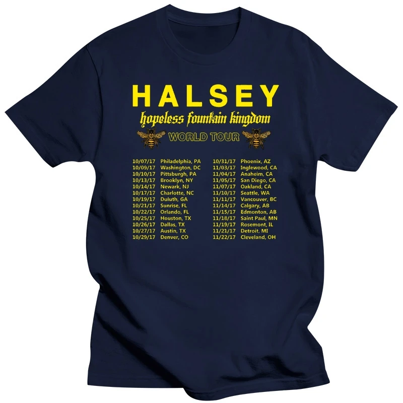 Halsey Tour 2017 Tshirt With Tour Date Black Color Short Sleeve Best Design 016189