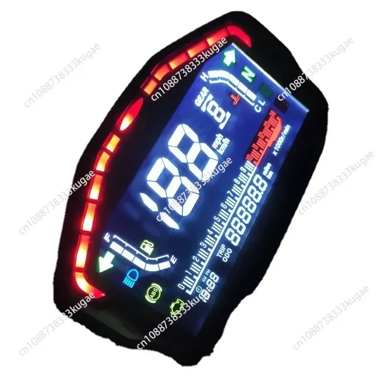 Digital Motorcycle Speedometer LED Dashboard Speed Adjustable 1-6 Speed Water Temperature Oil Quantity Meter 2- 4 Cylinders