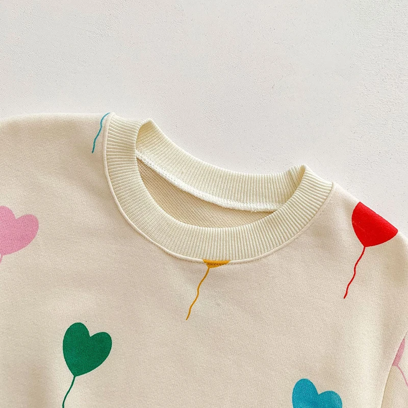 Infant Kids Baby Boys Girls Long Sleeve Love Heart Print Tops + Pants Clothing Sets Baby Girl Boy Children's Clothes Suit image 4