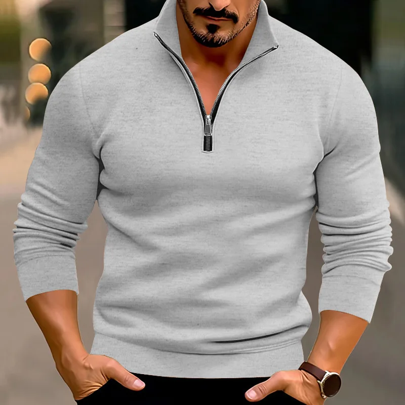 Winter Men's Fleece-Padded Warm Sweater From Europe And America With Trendy Zipper Design It Is The Best Choice For Outdoor Wear