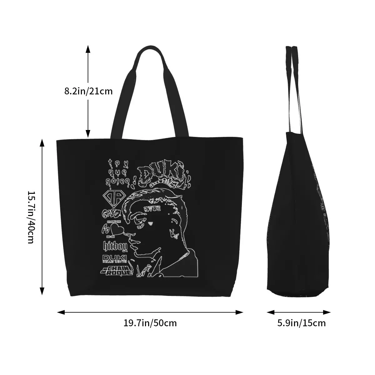 Duki Hip Hop Shopping Tote Bag Canvas Large Capacity Shoulder Bags Shopper Grocery Handbag for Women