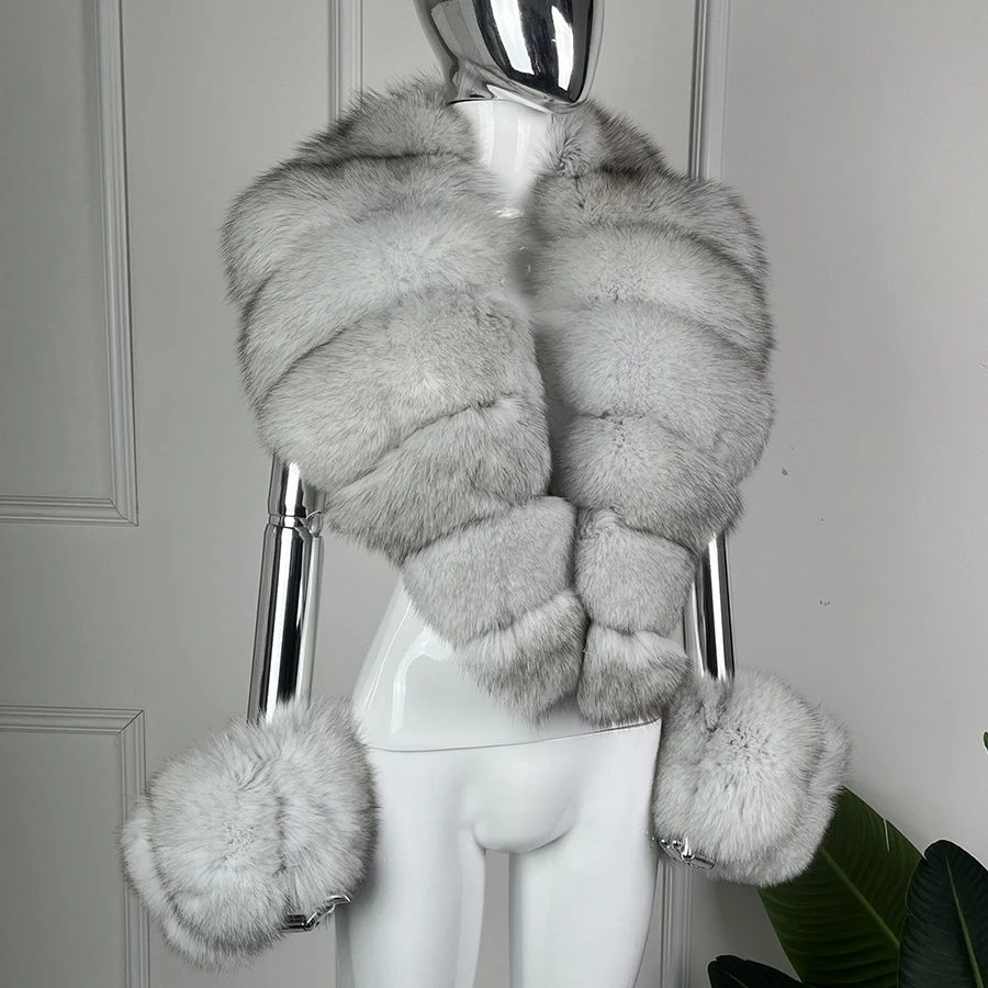 White Natural Fox Fur Trim For Coat Detachable Fur Collar Cuffs Blends Effortlessly With Coats Women Fashion Real Fur Accessory
