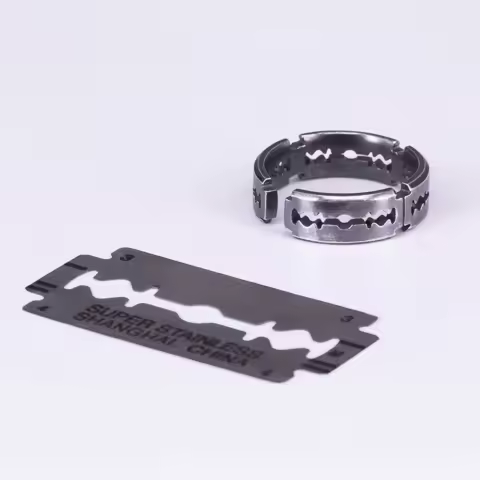Retro Razor Blade Adjustable Open Ring For Men Silver-plated Copper Punk Gothic Edgy Jewelry Peaky Blinders Accessories Gift