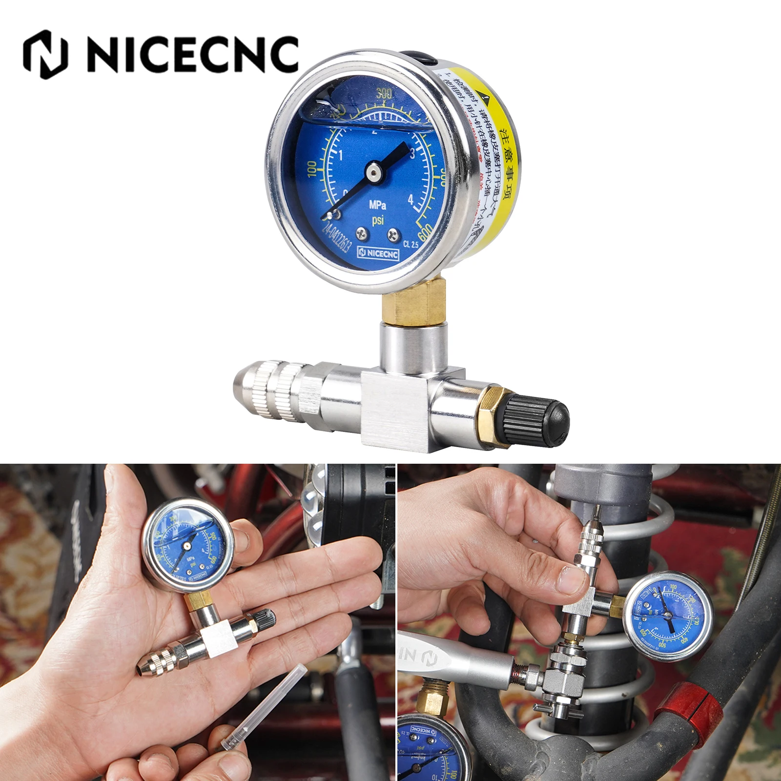 350 600PSI Suspension Shock Nitrogen Needle Fill Tool Gauge ATV UTV For KTM Honda Yamaha Raptor Polaris YZX RZR CanAm Arctic Cat