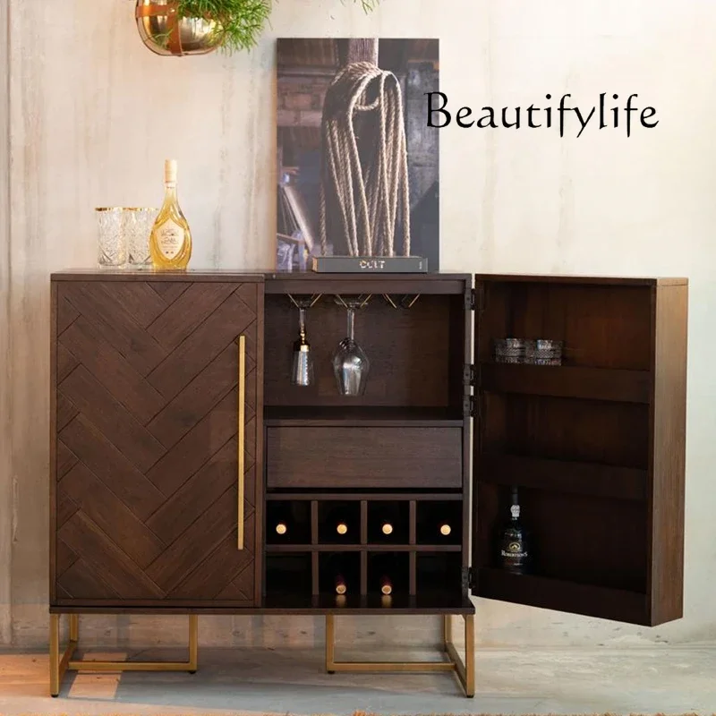 X Wood Wine Cabinet Modern Simple Living Room Home Against The Wall Light Luxury High-end Decoration Display Side Cabinet Retro