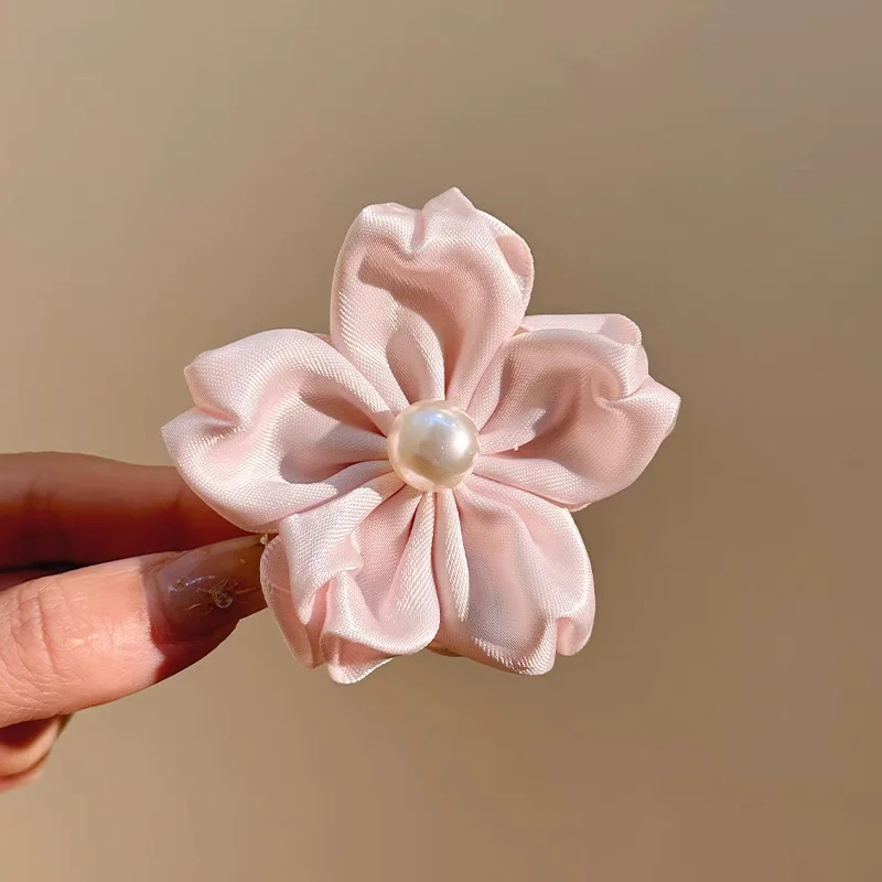 4 Stück/Set Perlenrosa Sakura-Haarspangen für Frauen und Mädchen, süße Haarverzierung, seitliche Haarspangen, modische Haaraccessoires – Detail 4