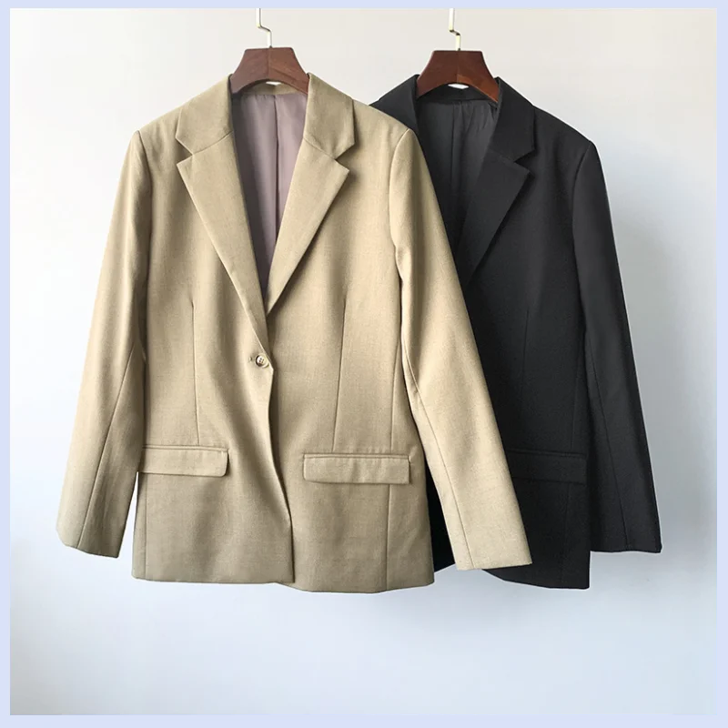 Swedish niche wool flannel British style texture silhouette casual suit jacket for women view 3