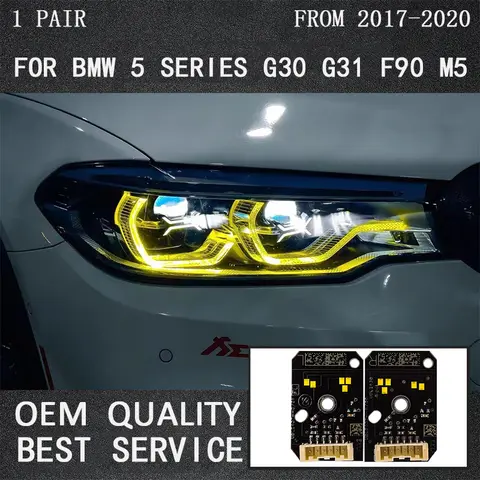 노란색 DRL 모듈 2018 2019 BMW 5 시리즈 G30 530i G32 GT F90 M5 적응 형 LED 헤드 라이트 천사 눈 63117214939 63117214940