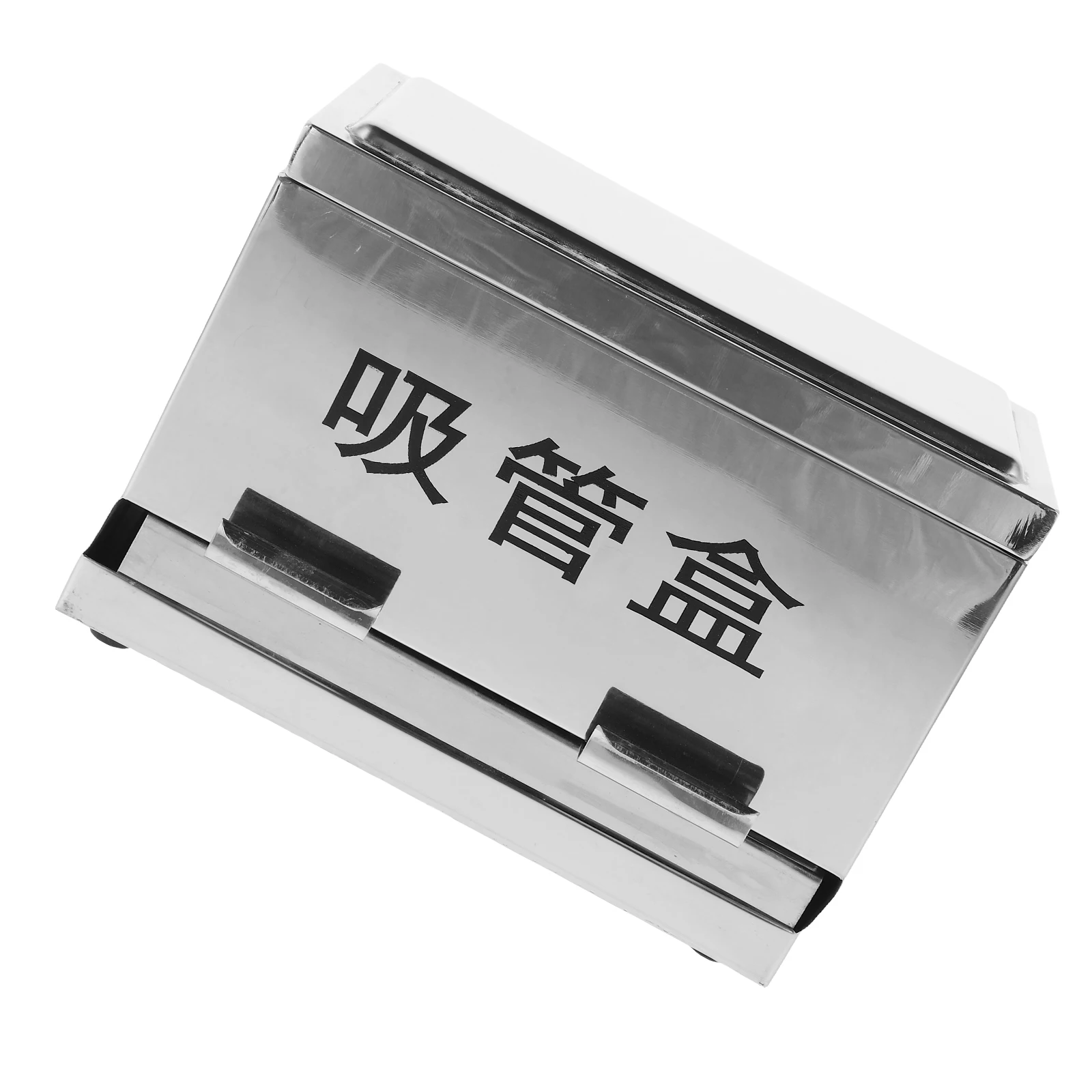

Leakproof Stainless Steel Straw Dispenser Box Automatic Press Type Chopstick Holder Non Slip Bottom Restaurant Commercial Use