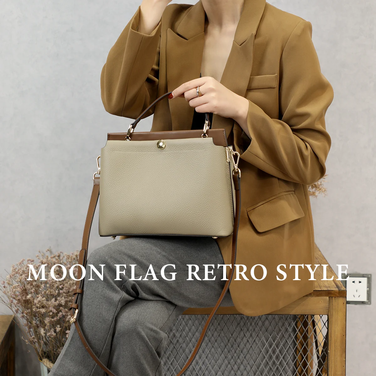 2021 New Winter Thick Cow Leather Tote Bag High-end Office OL Business Women Handbag Vintage Maroon Ladies Crossbody Bag 2 Strap