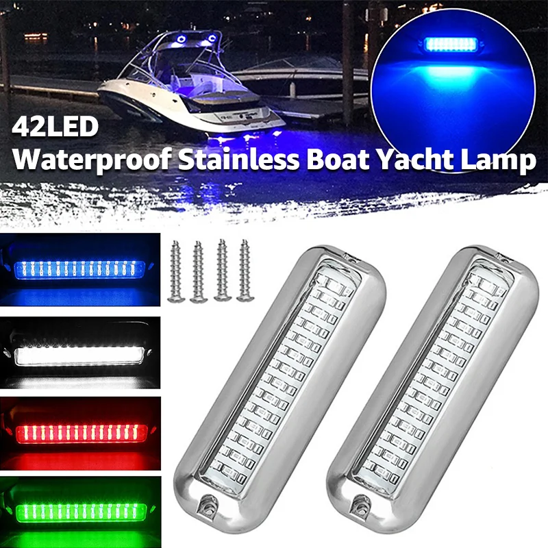 Yacht Boat Transom 42LED Lamp Stainless Steel Marine Bottom Good-quaility Underwater Running Nacigation Light IP68 Waterproof