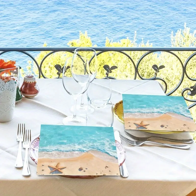 Summer Hawaiian Ocean Beach Theme Servietten – geeignet für Hochzeiten, Bars und Batmitzva, – dekorative Servietten im Sommer-Strand-Stil – Detail 4