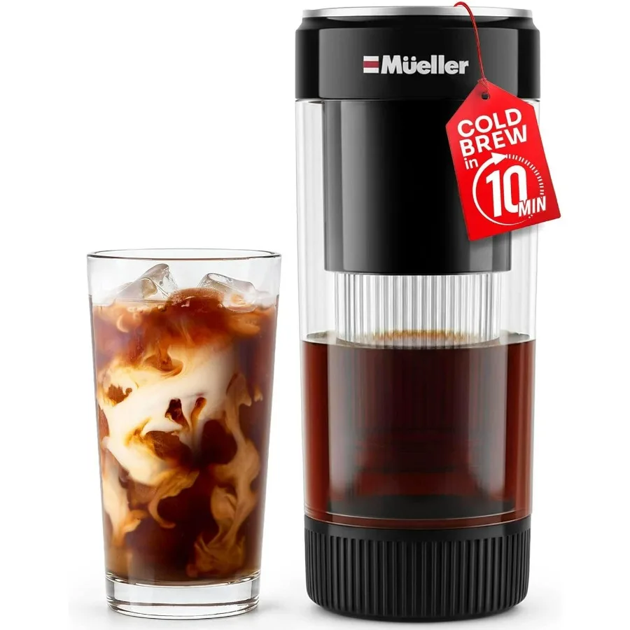 

Кофеварка со льдом Mueller RapidBrew Cold Brew — 10-миллиметровая портативная перезаряжаемая машина для холодного заваривания кофе и чая — Adju