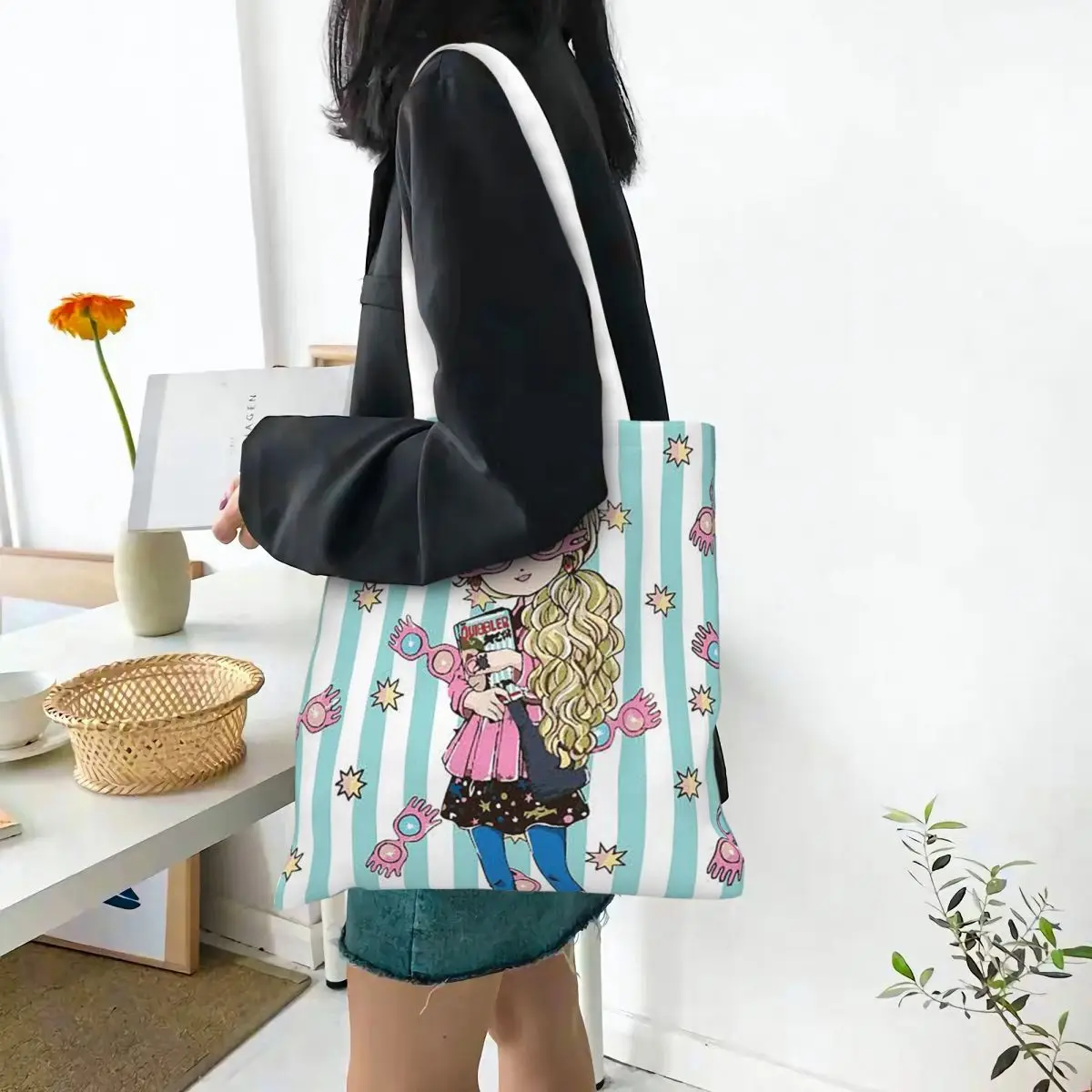 Luna L-Lovegoods Occhiali Borse per la spesa Tela La borsa tote pieghevole per ragazze Borsa a tracolla da viaggio
