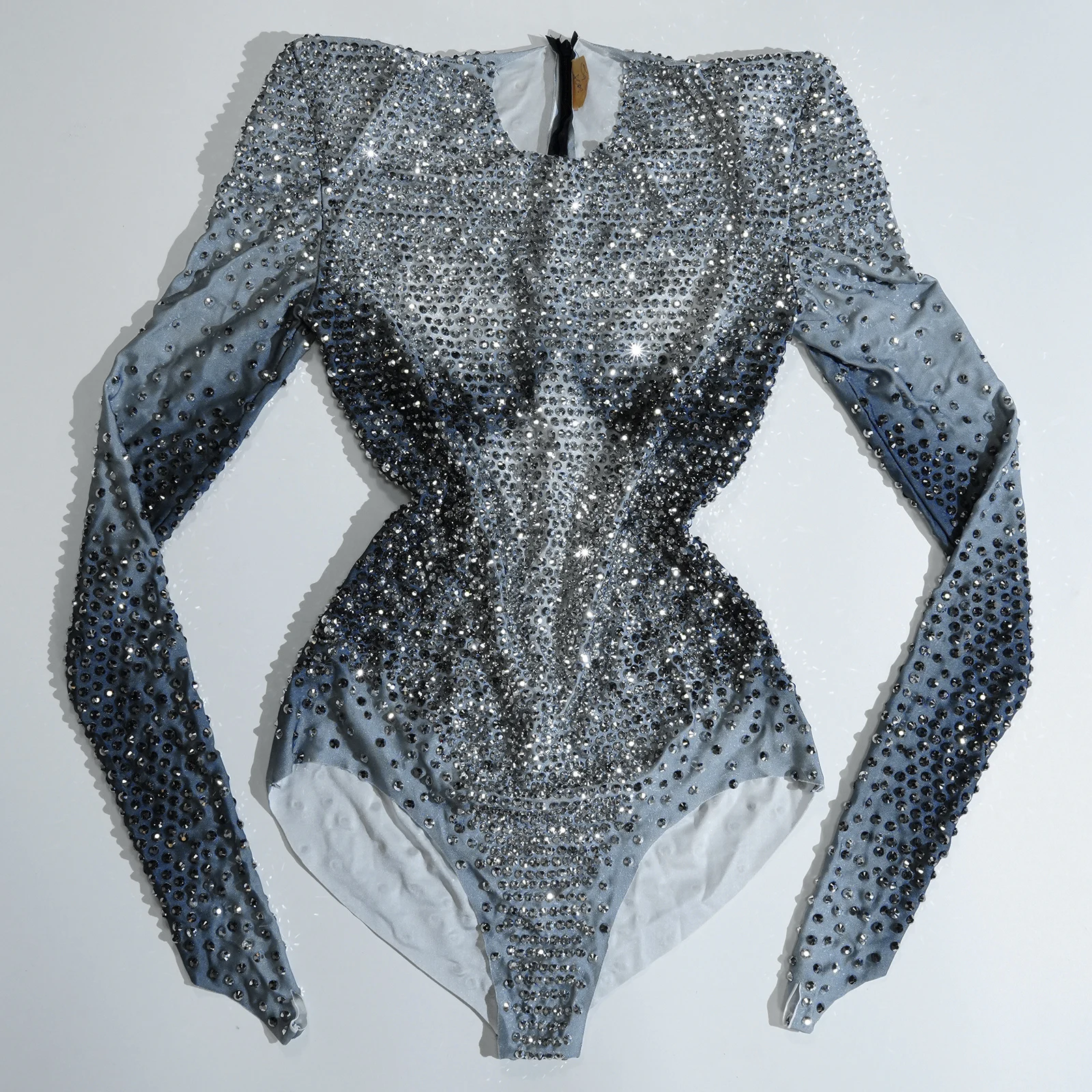 

Dancers Outfits Silver Full Rhinestones Bodysuit Long Sleeves Pole Dance Party Nightclub Birthday Performance Drag Queen Clothes