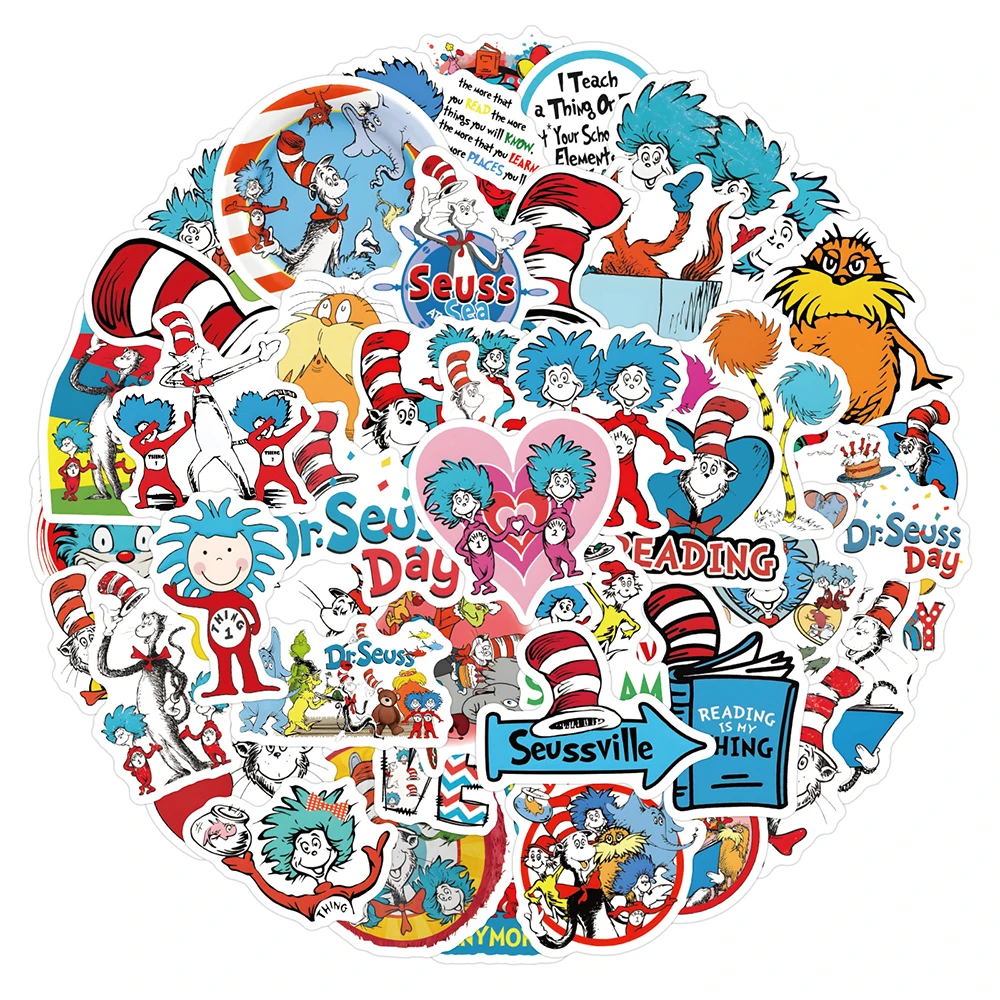 10/30/60pcs Cartoon Dr Seuss Merry Christmas Graffiti Stickers DIY Laptop Phone Luggage Skateboard Waterproof Sticker Decoration