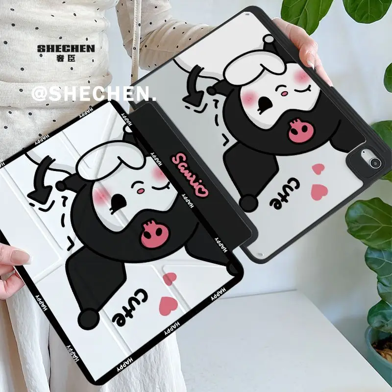

Sanrios Kuromi Cute Ipad mini6 Планшетный чехол Новый стиль Мультяшный акриловый настольный флип-стиль Все включено Модный чехол для планшета для девочек