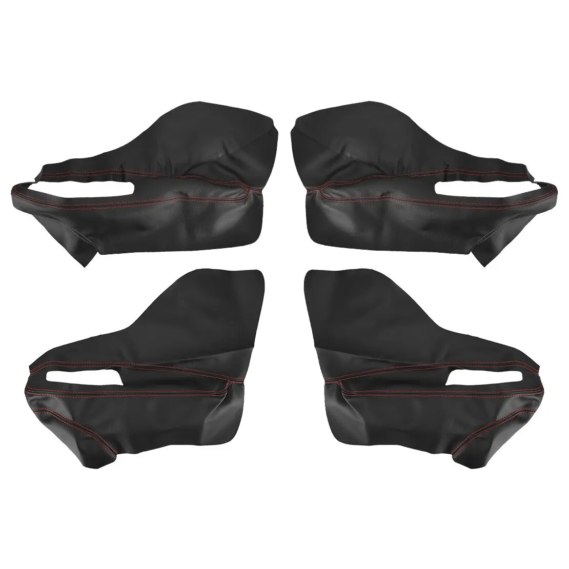 

Black With Red Lines Interior Door Armrest Panel Trim Cover Microfiber Leather fit for Jeep Renegade 2015 2016 2017