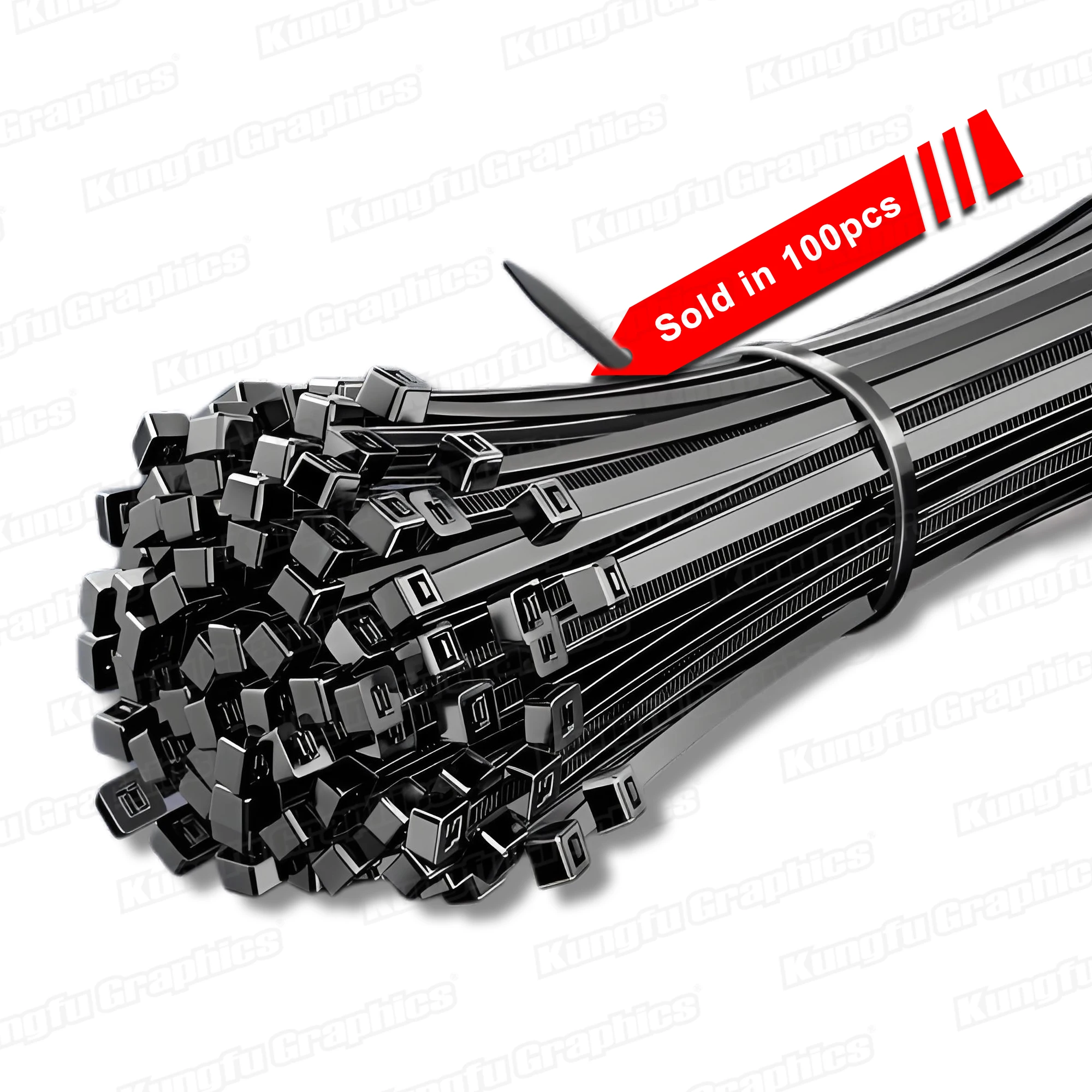 

100pcs Nylon Cable Ties Zip Wire Tie Self-locking Securing Hubcaps Plants Gardening Black White