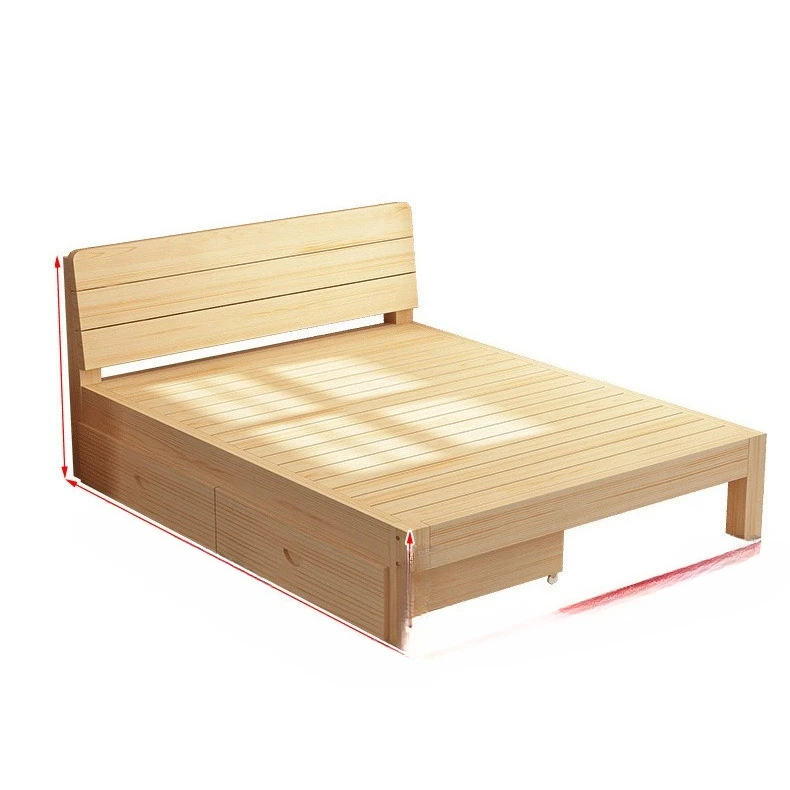 

Solid wood bed, modern minimalist, double bed for home use