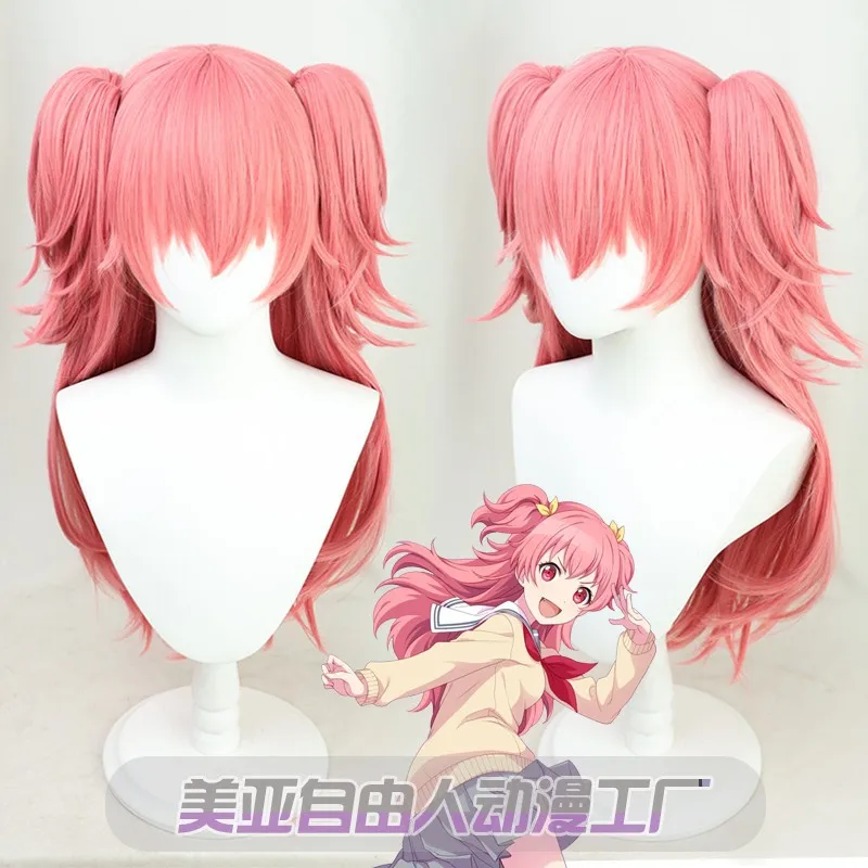 Momoi airi peruca mais salto! Rosa longo tranças meninas cosplay curto cabelo sintético role play