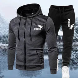 Jesienno-zimowa męska odzież z kapturem pasuje do nowej marki sportowym nadrukiem kompletów męskich luksusowych polarowych Zip casualowych designerskich strojów sportowych