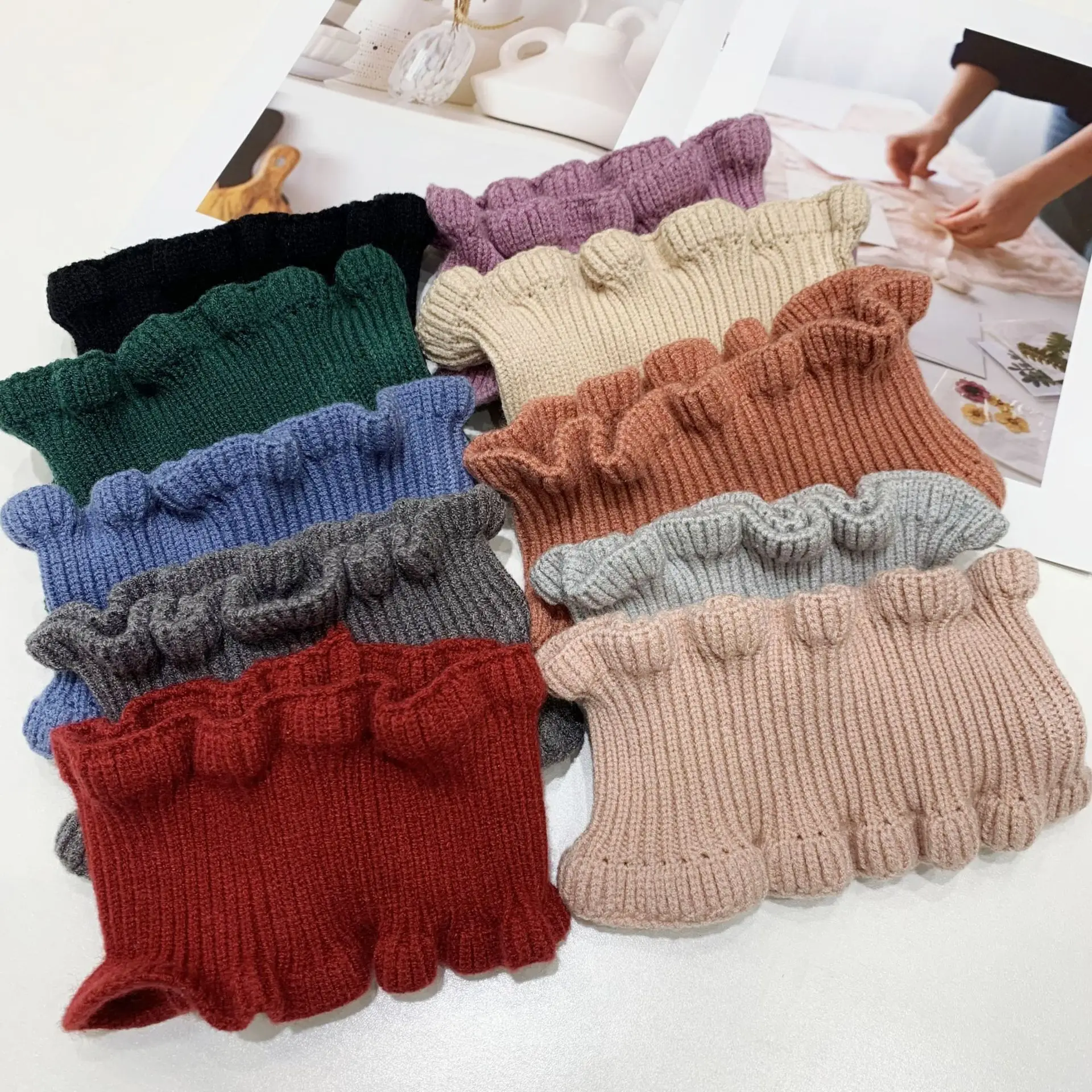Kids Adult Neck Scarf  Women Neckpiece Crochet Muffler Wool Knit Winter Crochet Knitted Baby Girl Neckerchief Neck Collar Sleeve